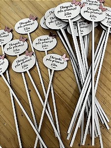 Vareta Personalizada para Vaso e Centro de Mesa Festa Infantil – Kit 10