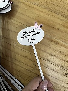 kit com 10 uni - Vareta Personalizada para Vasos – Tag Decorativa