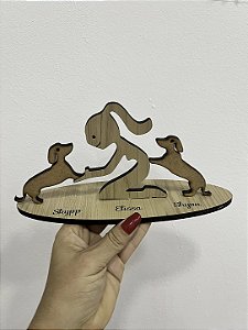 Escultura Personalizada Tutor e Pets em MDF – Presente Pet com Nomes