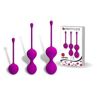 Kit 3 Bolas para Pompoarismo em Silicone - Kegel Ball - Pretty Love