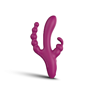Joker - Vibrador de Ponto G, Clitóris e Ânus Totalmente em Silicone - Cor Fúcsia
