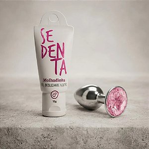 Kit Anal Básico - Lubrificante + Plug Anal Pequeno Joia Rosa
