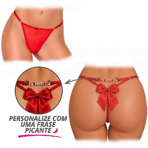 Calcinha Fio Dental Personalizável Com Laço - Tamanho Único
