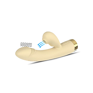 Vibrador De Ponto G com Sugador de Clitóris - Recarregável - Amarelo - Lançamento