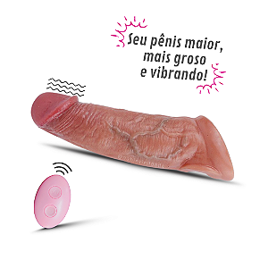 Capa Peniana de Aumento com 10 Vibrações e Controle Remoto - 20x4,5cm - Recarregável - Lançamento