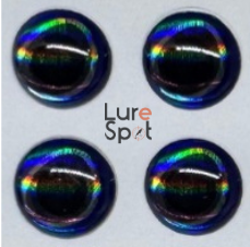 6mm - Azul / Íris preta / Contorno íris prateado