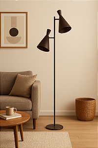 Luminária de Piso Jacoba Com Cúpula Dupla Articulada