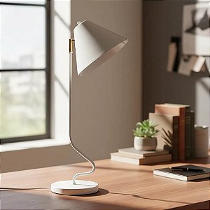 Luminária de Mesa Lygia Com Haste Curvada e Cúpula Articulada