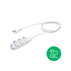 Extensão Elétrica 3 Tomadas 3 Pinos 10a 3m Intelbras Ext 3003 Branca