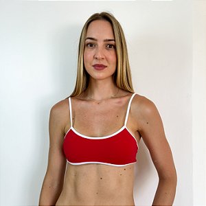 Top Aruba - Cereja & Branco
