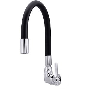 Torneira De Cozinha Flexível Parede Preta 1/4 De Volta