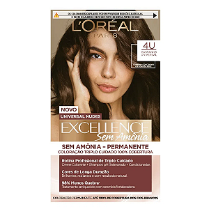 Tinta de Cabelo Permanente Imédia Excellence L'Oréal Paris Sem Amônia - 4U Castanho Universal