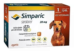 Antipulgas Simparic 5 a 10kg Cães 20mg 1 comprimido