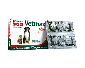 Vetmax Plus Vermífugo Caes E Gatos Original 4 Comprimidos Vetnil