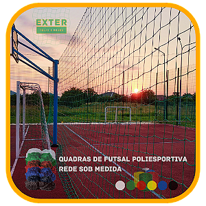 Rede de Proteção Esportiva para Lateral e Fundo de Quadra de Futsal, Futebol e Society - Fio 4 - Malha 10 cm (Sob Medida)
