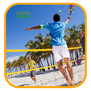 Rede de Beach Tennis Oficial 4 Faixas Amarelas