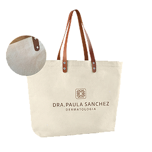 SACOLA ALGODÃO CRU ALÇAS COURO