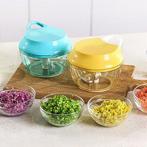 Mini Processador Triturador de Alimentos Manual 3 Lâminas