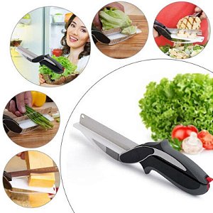 Tesoura Faca E Tabua Multifunção Inox Clever Cutter Cozinha