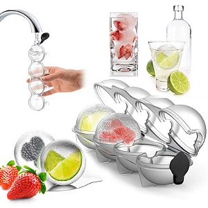 Forma De Gelo Redonda Esférica 4 Cavidades Bola Drink Bar