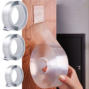 Fita Adesiva Dupla face Extra Forte NanoGel Silicone Mágica Transparente Adesiva Cola na Parede Móvel Porta