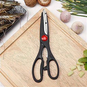 Tesoura De Cozinha Multiuso Cortar Frango Carne Peixe Legumes Frutas Abridor de Tampas Quebra Nozes Profissional Inox