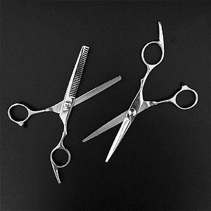 Tesoura Cabeleireiro Profissional De Corte Desbastadora Barbeiro Picote Pontas Fio Laser Inox