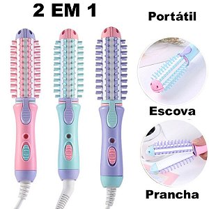 Mini Prancha De Cabelo Para Bolsa Escova Enrola Chapinha Alisadora Bivolt Elétrica Alisador Portatil Viagem Modelador Pequena
