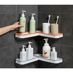 Suporte Prateleira Dobravel Adesivo Shampoo Creme Sabonete Banho Cozinha Banheiro Organizador Box Canto Multiuso Rack