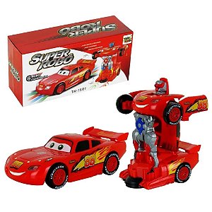 Relâmpago Mcqueen Brinquedo Super Carro Transformer Robô Som E Luz
