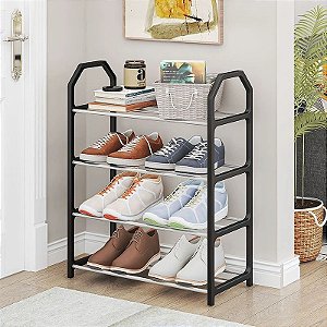 Organizador De Sapatos Para Porta Sapateira Prateleira Multiuso Desmontavel Portatil Calçados Tênis 8 Pares 4 Andares