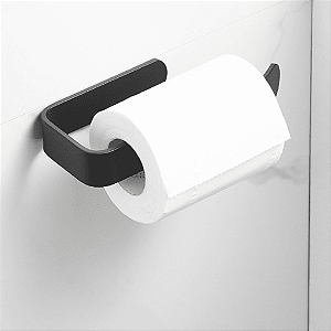 Porta Papel Higiênico De Parede Gancho Adesivo Suporte Organizador Banheiro Papeleira Rolo Multifuncional Casa Decoração Acessório Preto