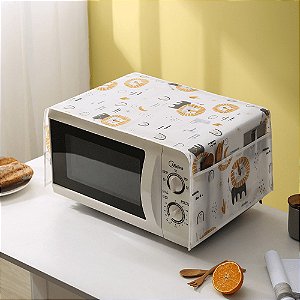 Capa De Microondas Com Bolso Lateral Pano De Micro-ondas 85x35 Tecido Impermeável Casa Cozinha Proteção Anti Respingo Lavável Sujeira Óleo Litros