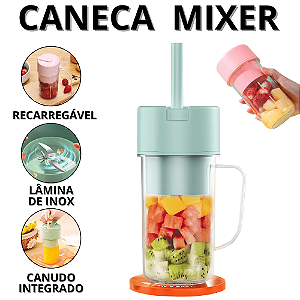 Mini Liquidificador Portatil 500ml Copo Mixer Eletrico Garrafa Juicer Com Canudo Cozinha Sucos