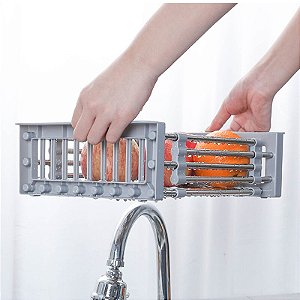 Cesta Escorredor De Pia Ajustavel Retratil Inox Louça Alimentos Frutas Legumes Com Alças