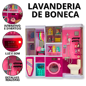 Casa De Boneca Infantil Lavanderia De Brinquedo Móveis Para Casinha Brinquedos De Menina Interativo