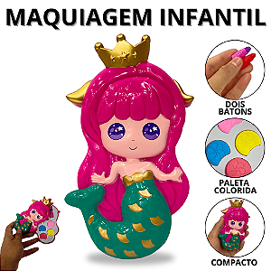 Maquiagem Infantil Sereia Make De Criança Maquiagens De Crianças Estojo de Makes Menina