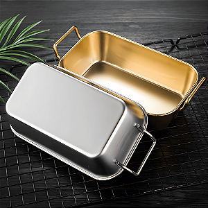 Vasilha De Inox Tabuleiro Retangular Bandeja Com Alça Mini Vasilhas Tigela Bandeija Cozinha Casa