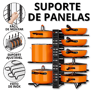 Organizador De Panelas No Armário Porta Panela Suporte Para Tampas Organizado Armario Cozinha Casa