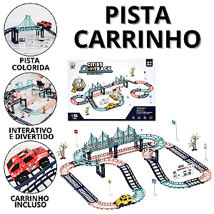 Carro De Brinquedo Com Pista Carrinho De Corrida Infantil Trilha Maluca Trilho Foguete Criança