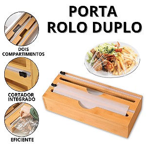 Porta Papel Alumínio E Filme Cortador De Plástico Pvc Suporte Rolos Cozinha Organizador Bambu