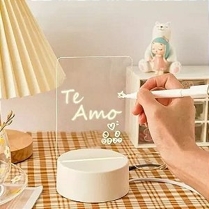 Luminária 3D De Escrever Mesa Led Lousa De Acrílico Quadro De Anotações Recados Abajur Abajour Casa Sala Decoração Luminaria Criativa