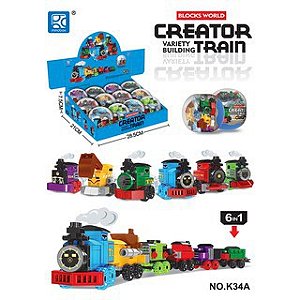 Ovo Surpresa com Trem Personalizado Blocos De Montar 6 em 1 Coleção - Brinquedo Lego