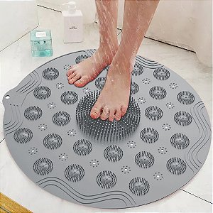 Tapete Banheiro Antiderrapante Box Banho Casa Redondo Massageador Bolinhas Ventosa Limpeza Pés Banho