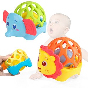 Chocalho Para Bebê Com Mordedor 3 Meses Flexível Brinquedo Barulho Infantil Menino Menina Recém Nascido Bolinha Leão Elefante Bastão Colorido