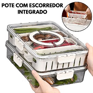 Organizador De Geladeira Kit Potes Hermeticos Escorredor Multiuso Transparente Cesto De Cozinha Alimentos Carnes Legumes