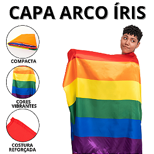 Bandeira LGBT Grande Bandeiras LGBT+ Acessórios Carnaval Fantasia Capa Arco Iris Colorida