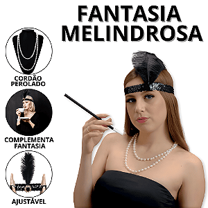 Fantasia Carnaval Melindrosa Tiara Kit Piteira  Fantasias Femininas Adulta Acessórios Adereços Colar