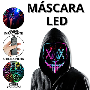 Máscara De Led Do Smile Fantasia Carnaval Feminina Mascara Halloween Máscaras De Terror Neon