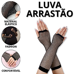 Luva Arrastão Longa Luvas Arrastao Fantasia Carnaval Femininas Fantasias Acessórios Cosplay Festas